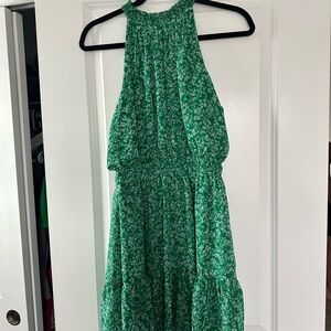 Green Floral Halter Dress